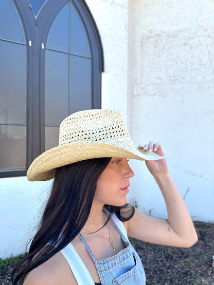 Straw Cowboy Hat - Beige