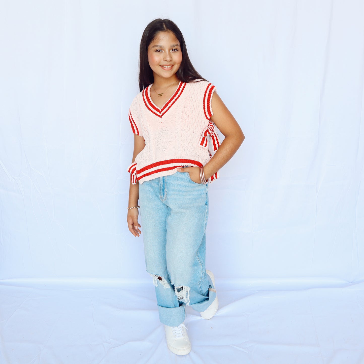 Bow-tiful Pink/Red Sweater Vest