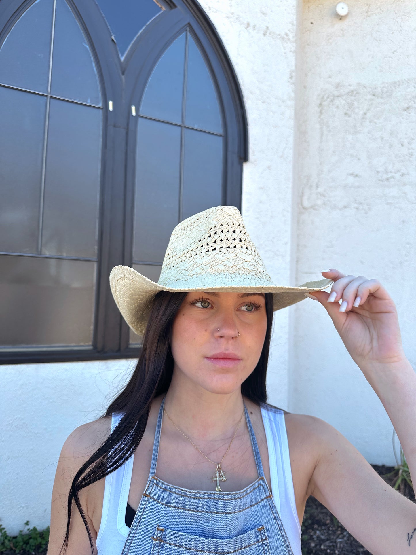 Straw Cowboy Hat - Beige