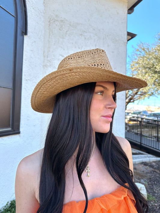 Straw Cowboy Hat - Brown