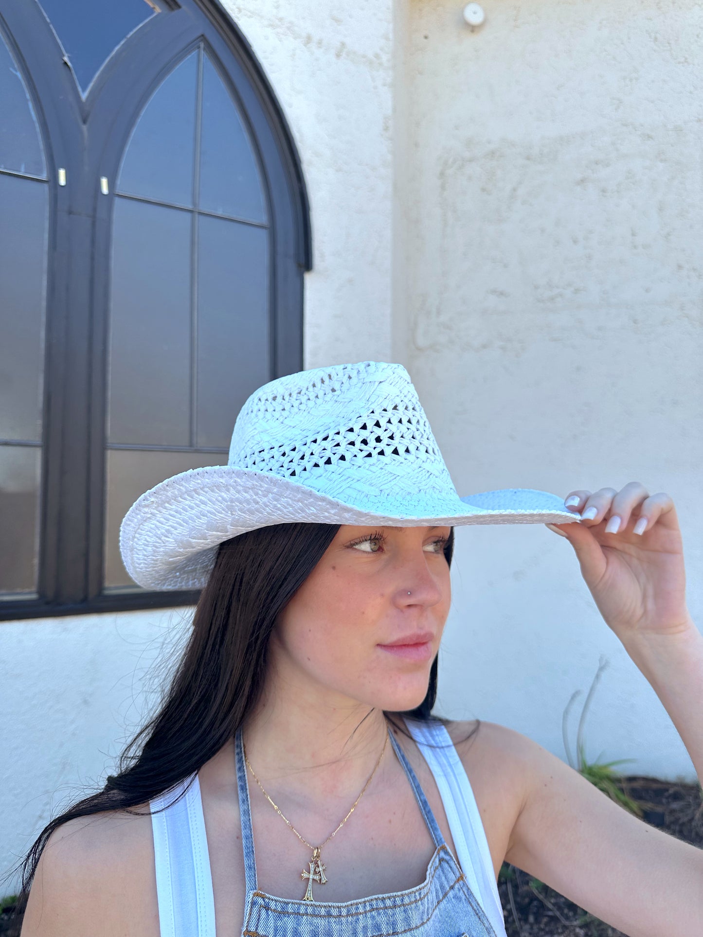 Straw Cowboy Hat -White