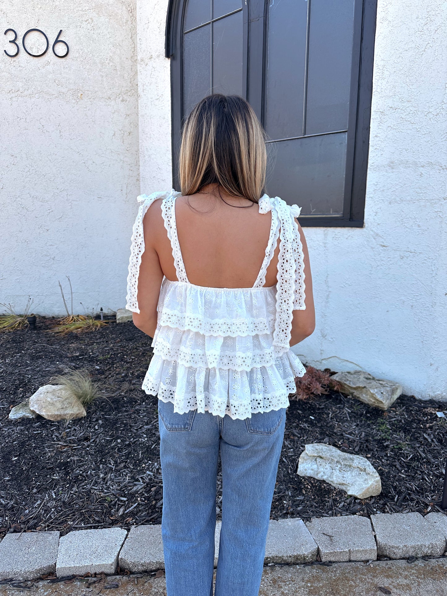 Sofia Ruffle Top - White